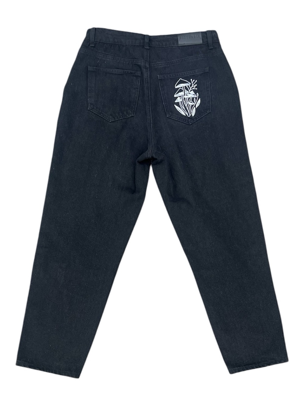 DISTURBIA Goth Embroidered Mycena Mushroom Mom Jeans Black 30 (US 8). - Picture 9 of 11